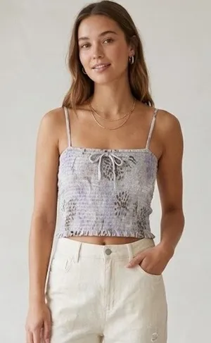 Aritzia Wilfred Lavender Floral Crop Tank Top Pastel Fairy Delicate Small thumbnail 1