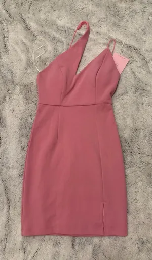 Hello Molly Dusty Pink V-Neck Mini Dress thumbnail 1