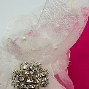 Vintage Bridal Gloves Ruffle & Faux Pearls thumbnail 5