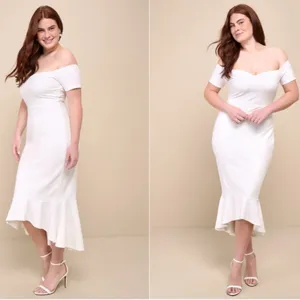 LULU's Bridal Shower Chic Modern Sexy Minimalist Mermaid Trumpet Midi Dress thumbnail 3