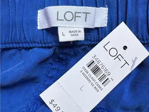 NWT LOFT Cobalt Blue Lyocell Pull On Drawstring Shorts Large thumbnail 2
