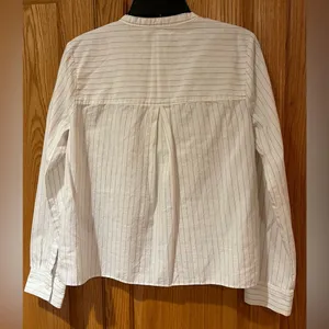 Madewell‎ White with Blue Striped Crew Neck Popover Cotton Top Shirt Size XXS thumbnail 7