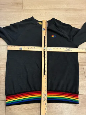 Aviator Nation Women’s Rainbow Rib Crew Neck Sweatshirt Charcoal Gray Size M thumbnail 5