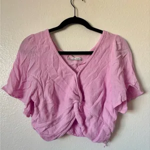 Abercrombie & Fitch // Knot Front Flutter Sleeve Pink Top thumbnail 3