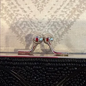 Apt. 9 Black Beaded Evening Bag Silver Chain Small Formal Clutch thumbnail 4