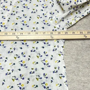 Mahogany Floral Cotton Tunic Top White Blue‎ Yellow Split Neck 3/4 Sleeve Small thumbnail 7