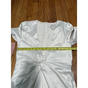 BHLDN Anthropologie NWT Maya‎ Twist Long Sleeve V-Neck Satin Bride Dress thumbnail 10