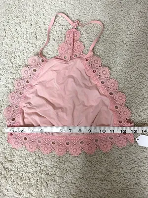 aerie Pink Crochet-Trim Halter Bandeau thumbnail 3