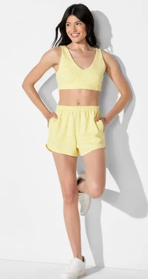 NWT!! Wild Fable Terry Cloth Striped Cropped Bra Top and Short Set thumbnail 1