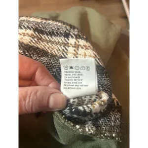 Womens Coats Size Large Cufflink Cotton Denim Plaid Shirt Jacket Army Green thumbnail 7