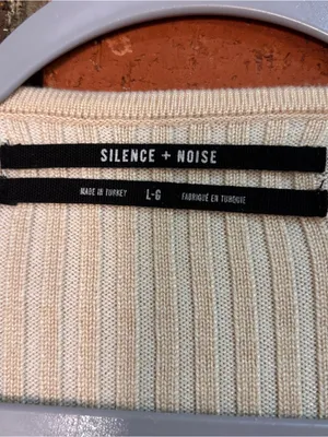 Silence + noise womens Janelle ribbed cropped cardigan sweater cream L thumbnail 4