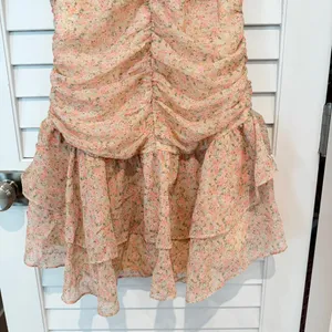 Majorelle Floral Chiffon Romantic Mini Dress Sz S Ruched Fairy Ilaria thumbnail 4