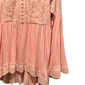 Free People Sea Of Love‎ Eyelet Blouse Size Small Sun Blush thumbnail 6