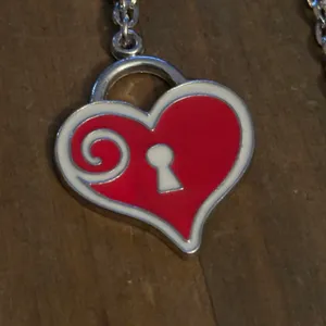 Silver tone enamel padlock heart pendant necklace thumbnail 3