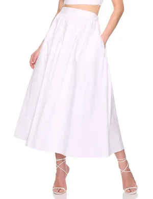 Susana Monaco poplin drop waist skirt White Maxi A-Line Skirt size medium NWT thumbnail 1