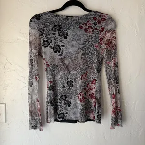 Arianne Top Y2k‎ Small Sheer Black Red Floral Lace Mesh Shirt Whimsigoth Fairy thumbnail 8