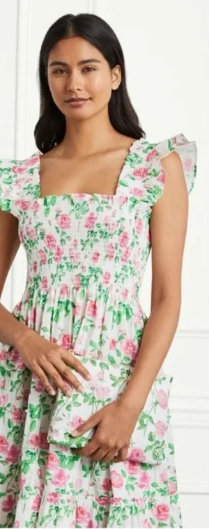 Hill House Home The Ellie Floral Nap Dress Pink Roses Poplin, XS thumbnail 1