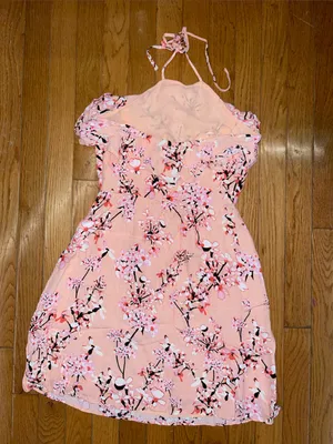 Pink Floral Halter Sundress Size 0 thumbnail 2