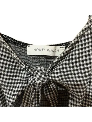 Honey Punch Black and White Bow Cutout Bodysuit Large thumbnail 2