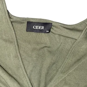 Cider Green Jersey V-Neck Ruched Romper Plus SZ 1XL One piece Casual Wear Shorts thumbnail 3