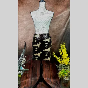 Three Eighty Two Sequined Camouflage Mini Skirt Brown Multi size S thumbnail 4