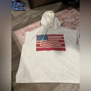 Fantastic fawn‎ Gray Hoodie with American Flag Design thumbnail 4
