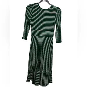 Anthropologie Maeve Green Striped Ribbed Knit Maxi Dress Small thumbnail 5