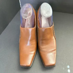 Franco Sarto Womens size 10 Square Toe Western Leather Bootie Heel Brown thumbnail 4