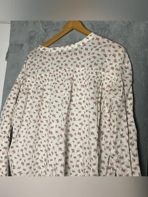 Lucky Brand Cream Blouse with Pink Floral Print XL lightweight boho thumbnail 5