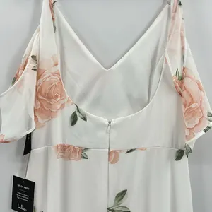 Lulus Take You There Floral Maxi Dress M NWT Ivory Off Shoulder Wedding Guest thumbnail 11