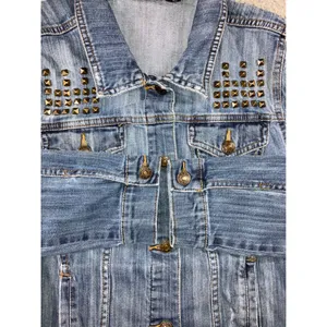a.n.a Studded Denim Jacket Women M Distressed Trucker Punk Biker y2k‎ Western Cowgirl thumbnail 15