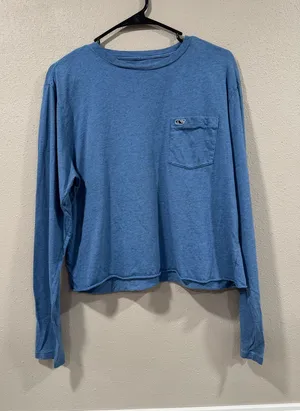 Vineyard Vines Classic Logo Tee in Dusty Blue Cropped thumbnail 1