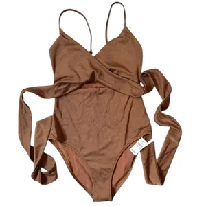 Aerie One Piece Shine Pique Wrap Swimsuit Cut Out Full Coverage Size Small NWT thumbnail 5