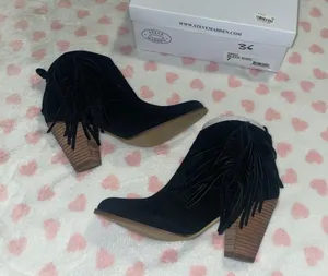 Steve Madden black boots suede fringe size 7 new in box thumbnail 1