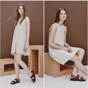 Wilfred Aritzia Faux Suede Shift Dress Charcoal‎ Grey Sleeveless Mini Pockets S thumbnail 7