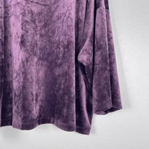 J Jill Women's Velvet 3/4 Sleeve Top‎ Purple Sz L thumbnail 4