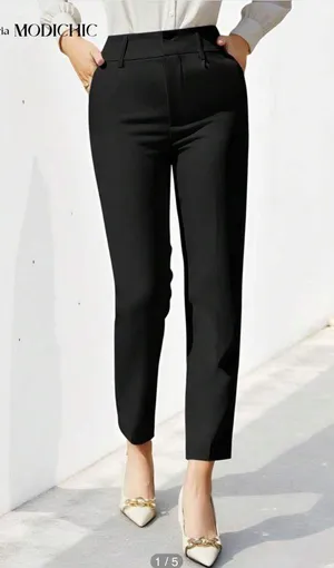 SHEIN Aveloria High Waisted Cropped Women’s Black Pants thumbnail 1