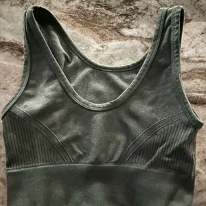 Ribbed Olive Sports Bra Green thumbnail 3