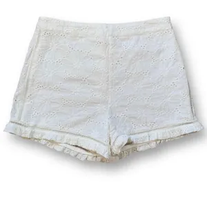 J.O.A Los‎ Angeles White Eyelet Lace Shorts High Waist Ruffle Hem Retro Feminine thumbnail 2