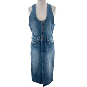 Wrangler The Denim Dress‎ racerback buttons snap midi blue sz S thumbnail 3