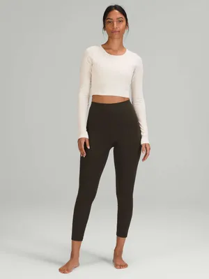 Lululemon ebb to street Women's Long-Sleeve White Ribbed Crop Top thumbnail 2