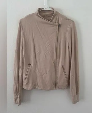 Max Mara Leisure Moto Zip Up Jacket Beige Athleisure NO SIZE TAG thumbnail 1