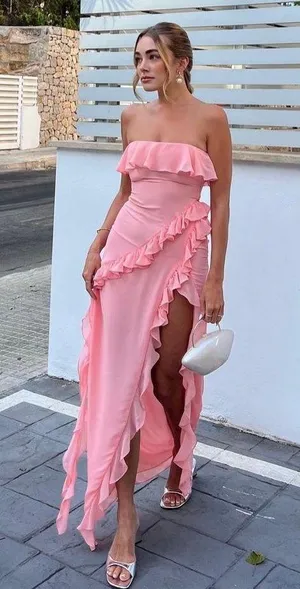 House Of CB Sarina Apricot Ruffle Maxi Dress thumbnail 1
