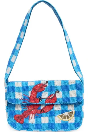 NWT Sol and Mer Hand Beaded Lobster Shoulder Bag Coastal Beach Nautical Purse thumbnail 1