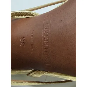 L'Autre‎ Chose Strappy Sandals Womens 36 Gold Metallic Leather Square Toe Italy thumbnail 4
