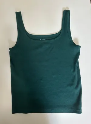 LOFT Forest Green Ribbed Tank Top thumbnail 1