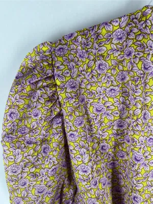 VILA Violetta‎ Wrap Dress — Yellow & Lilac Floral thumbnail 11