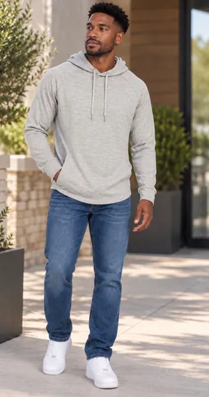 Truwear Classic Lightweight Gray Pullover Hoodie for Men thumbnail 1