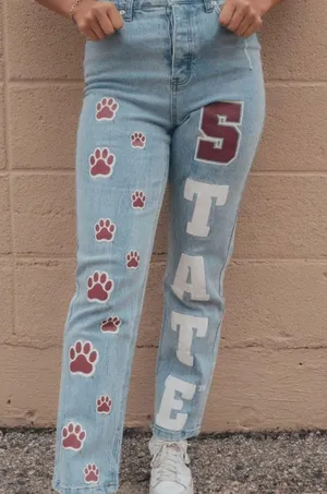 GAMEDAY SOCIAL Legacy Collection Mississippi State MSU Jeans Bulldog Paws 31 thumbnail 1