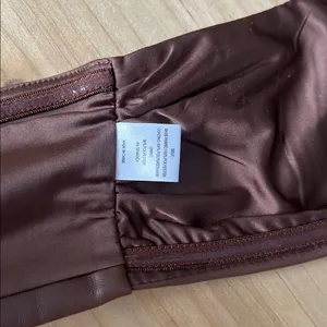 Meshski Brown Faux Leather Tie Front Strapless Bandeau Top Size Medium thumbnail 5